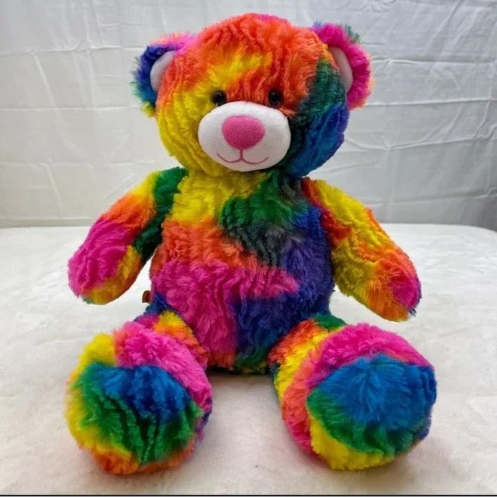 KellyToy 11 Inches Hug Me Rainbow Tie-Dye Plush Stuffed Bear